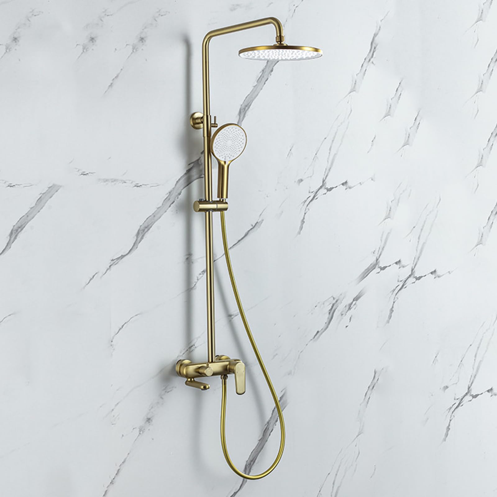 Colonne de douche laiton or brossé avec douchette 3 modes eau chaude et froide
