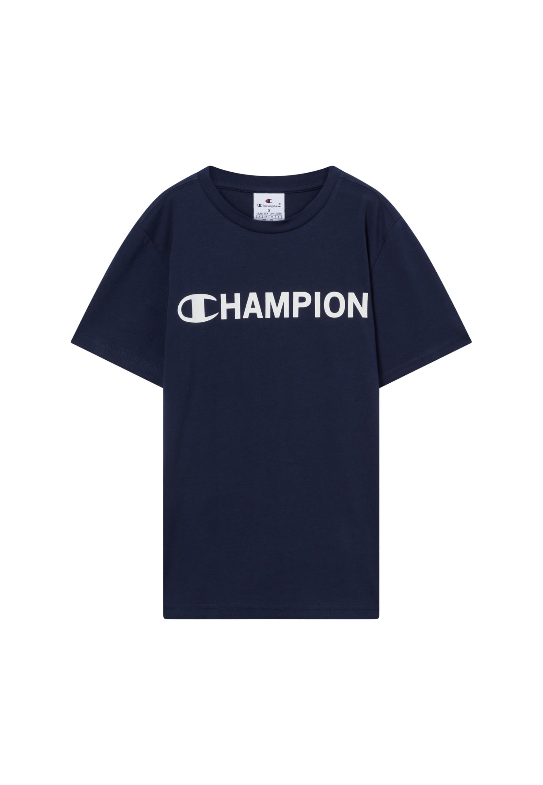 Champion Boys' Long Sleeve T-Shirt, Crewneck, 100% Cotton Organic Jersey, with Graphic Logo, Relax fit Blue