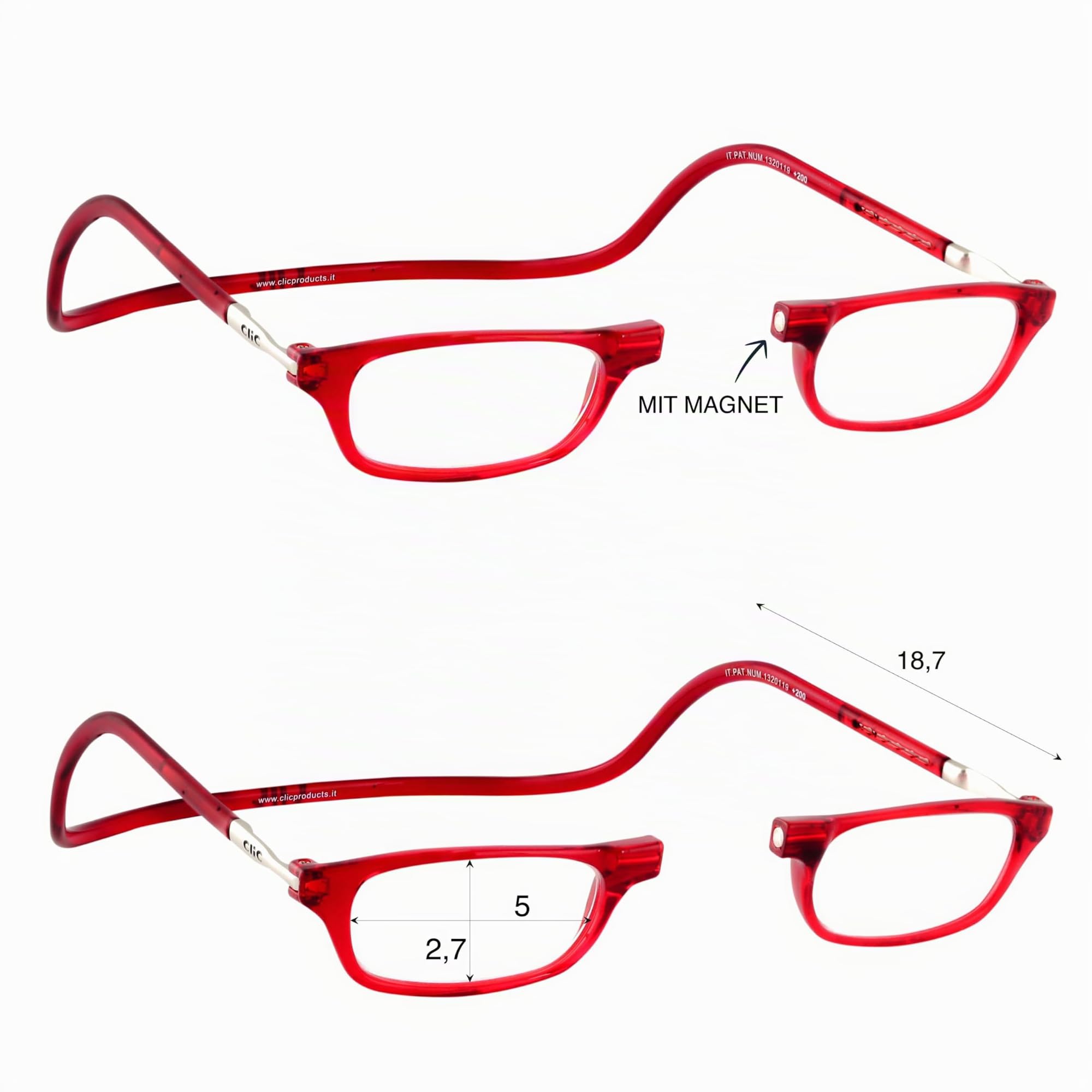 CliC Eyewear - Lesebrille - Mit flexiblen Magneten - Original CLASSIC - Lesebrille für Damen und Herren
