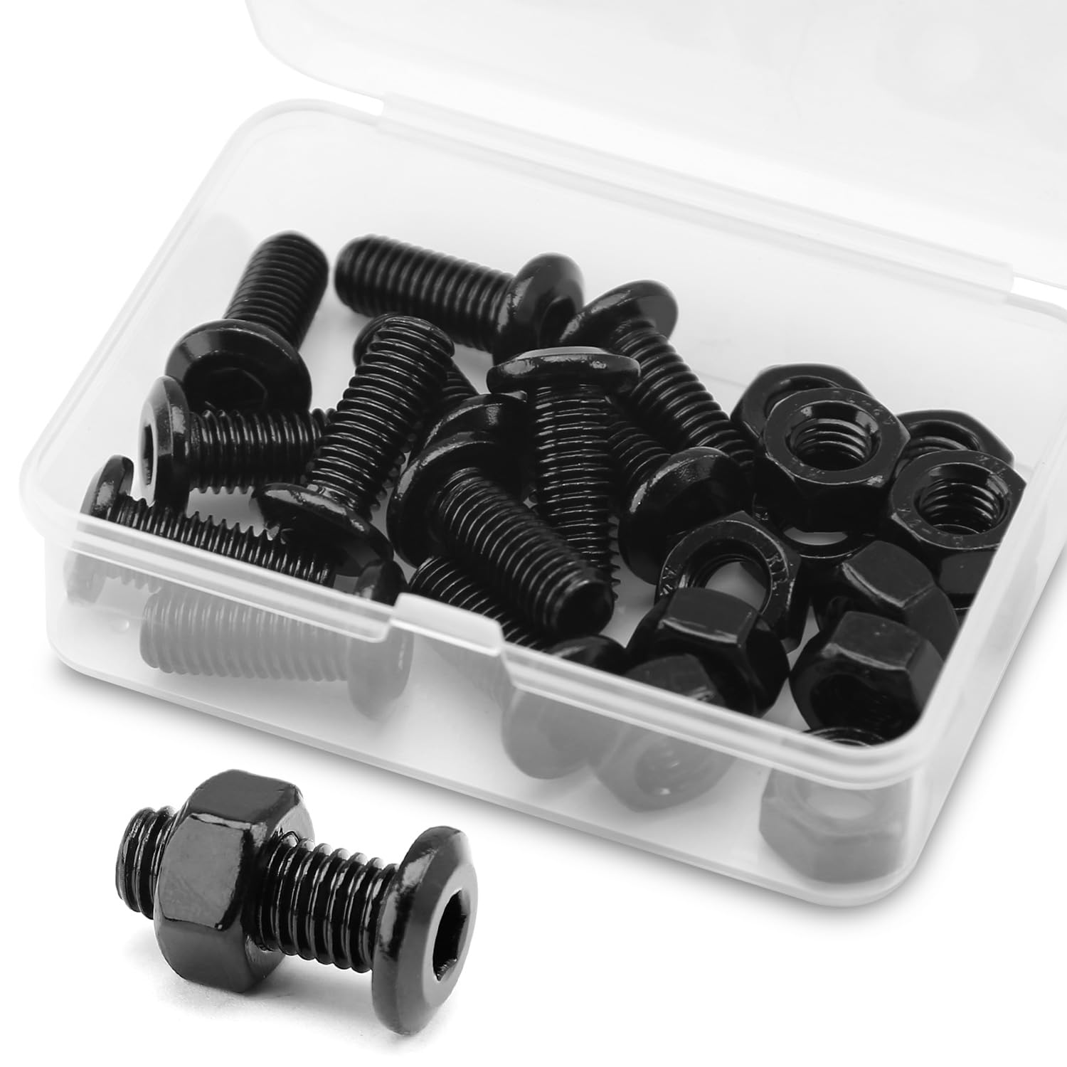 (12 sets) M8 x 20mm Flat Round Hexagon Socket Head Bolts and Nuts kit 304 Stainless Steel Black Oxide, Furniture bolts