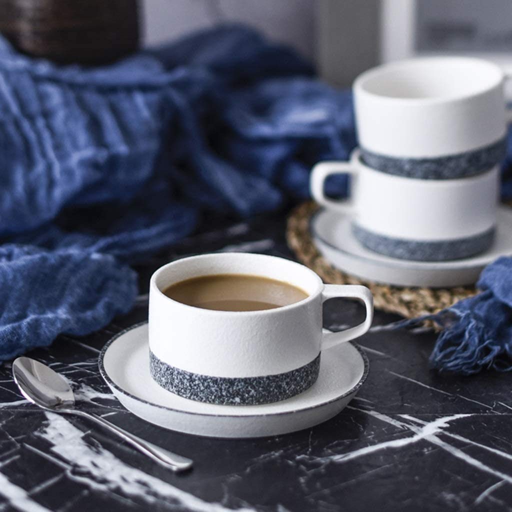 Set da tè in Porcellana British Royal Series, 4 Tazze e piattino per 4, per tè/caffè, con Supporto in Metallo, Set da tè Bianco, Set di tè pomeridiano Domestico Set da tè