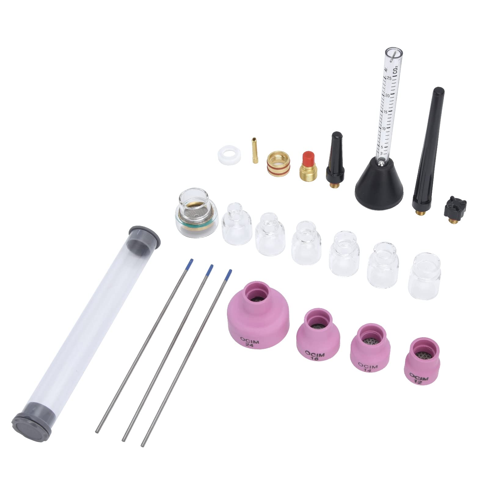 Kit de boquilla de soldadura de de argon Medero de flujo de gas de tungsteno Anillo de sellado de aguja de tungsteno 2.4 mm WP - 9/20 Set accesorio