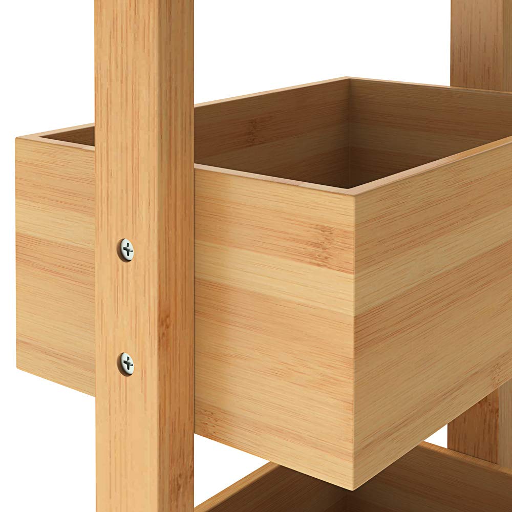 Casaria Étagère en Bambou 4 Compartiments Meuble de Rangement 88x28x16 cm Charge Max. 20kg Salle de Bain Cuisine Couloir