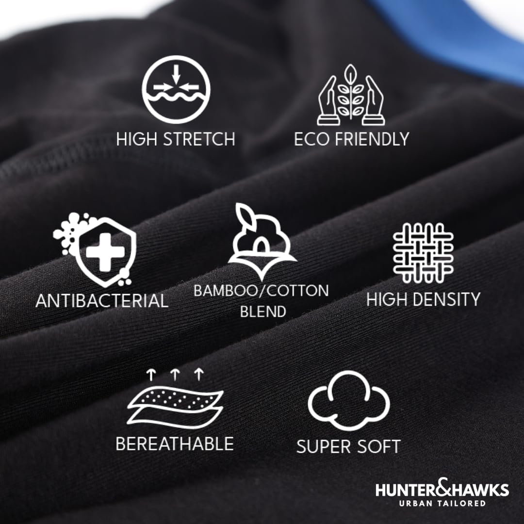 Hunter&Hawks - Paquete de 5 bóxers de Viscosa de bambú para Hombre, S-6XL, Suaves y Transpirables, para Hombre, de Secado Fresco, antirozaduras, Color Negro, con Ropa Interior elástica Multicolor