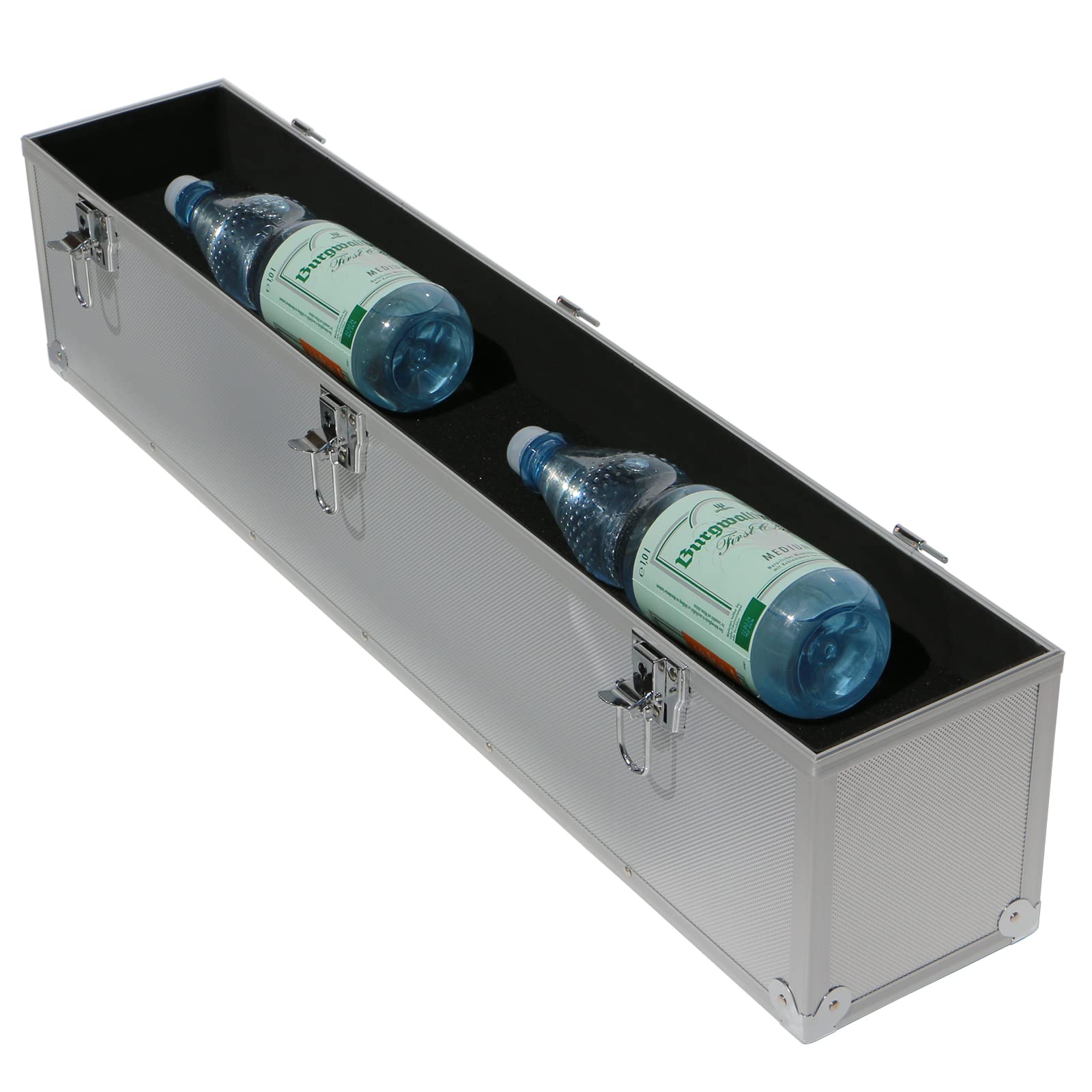 Maleta de aluminio plateada con tapa de espuma extraíble de 83 cm de largo maletín de transporte de aluminio