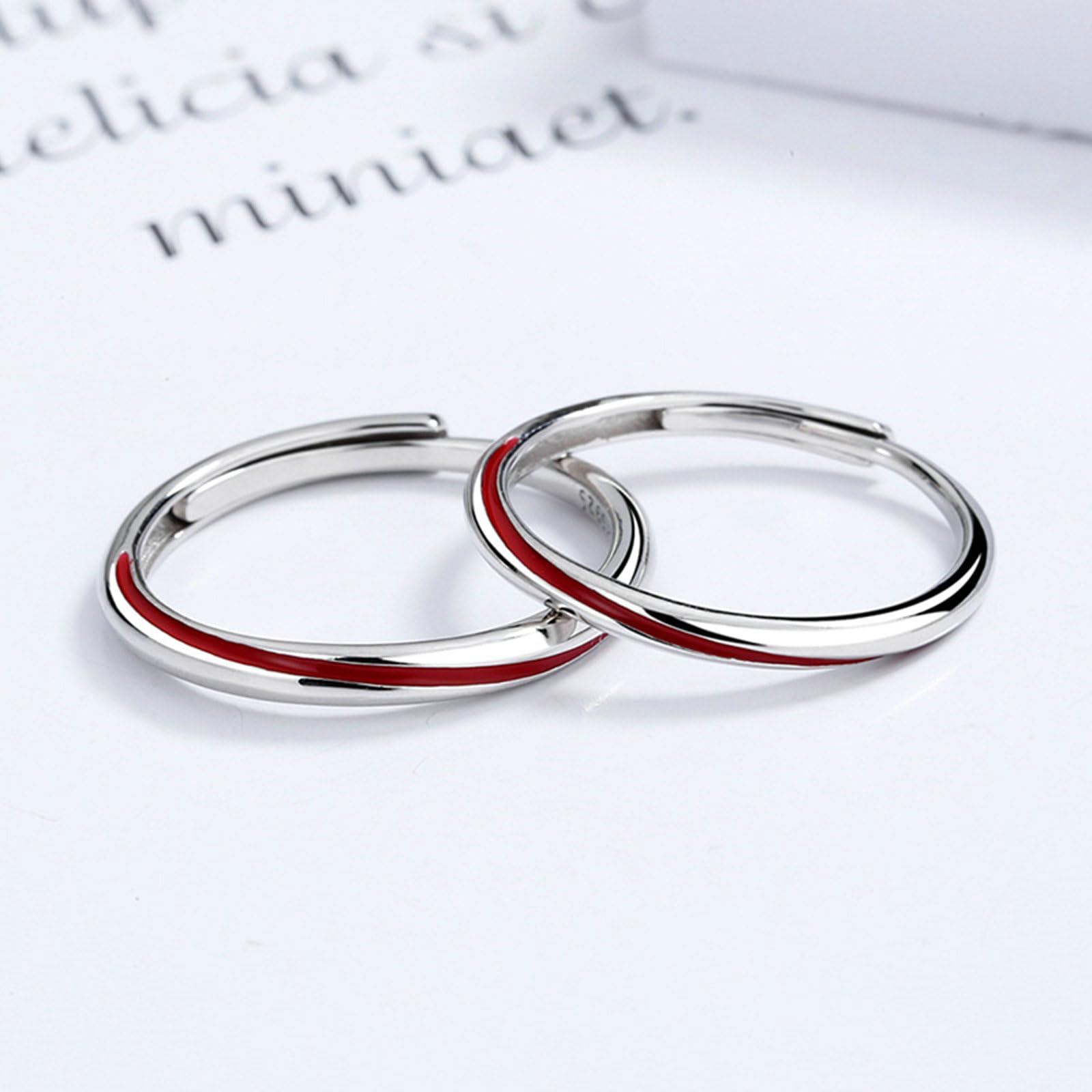 BCughia Anello Coppia Filo Rosso, Anelli Coppia Argento 925 con Linea Rossa Anelli Fidanzamento Coppia Personalizzata Anelli Matrimonio Lui e Lei Regolabili