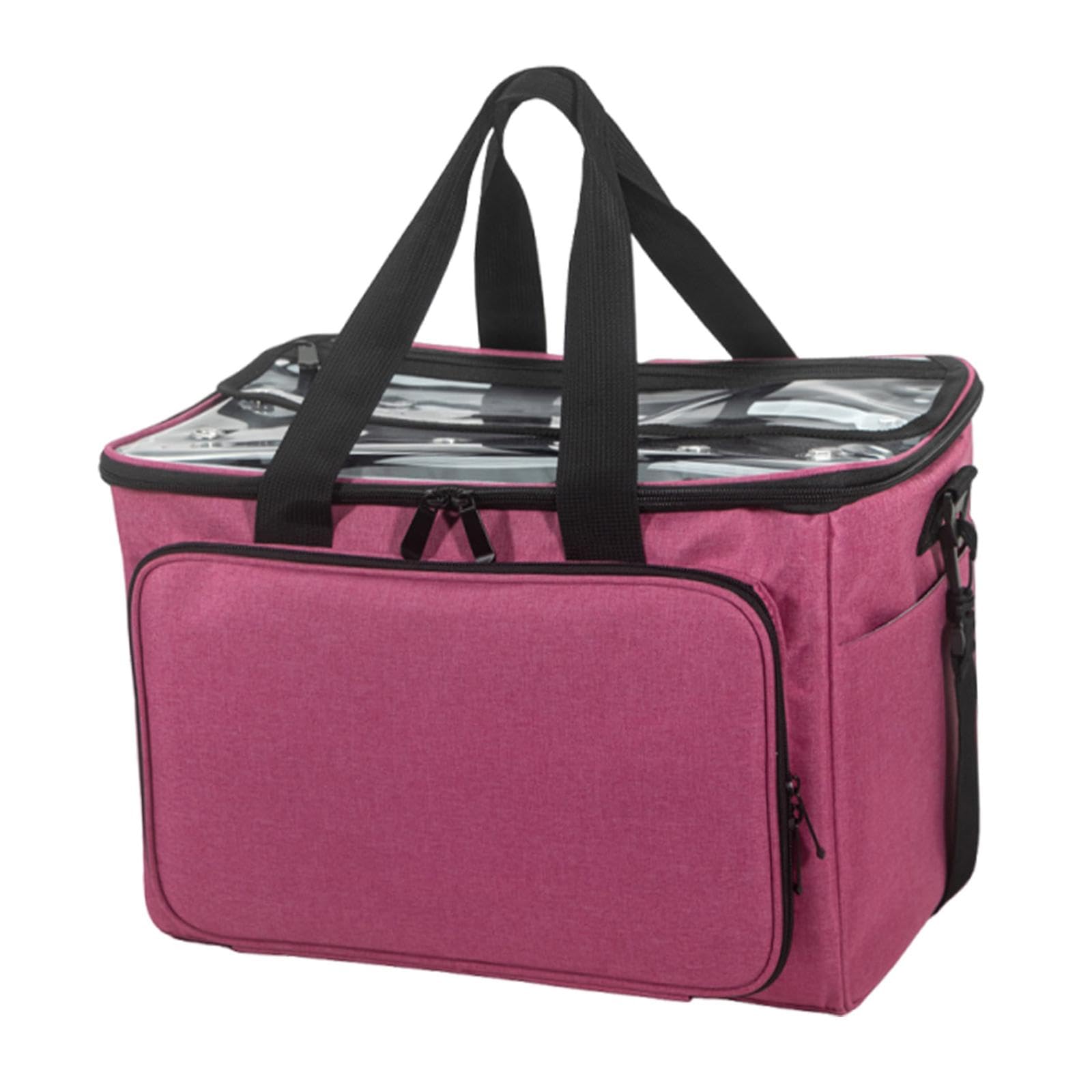 perfk Bolsa de Tejer, Bolsa de Crochet, Estuche para Hilo, Kit de Bordado, Aguja de Tejer, Accesorios para Manualidades, Crochet para Principiantes, Rosa Roja