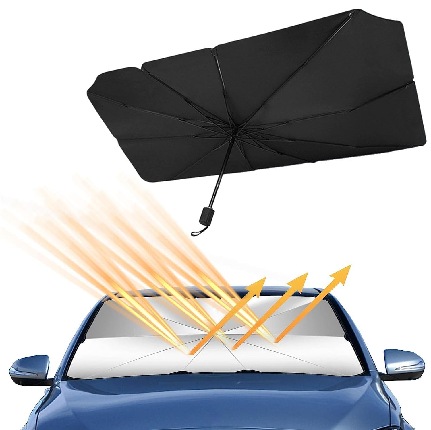 Parasol Paraguas Coche para Peugeot 207 Sedan 307 Hatchback 307 Sedan, Parasol Coche Delantero Parasol para Parabrisas de Coche, Protección UV y Calor Paraguas Parasol Coche,125 * 65cm
