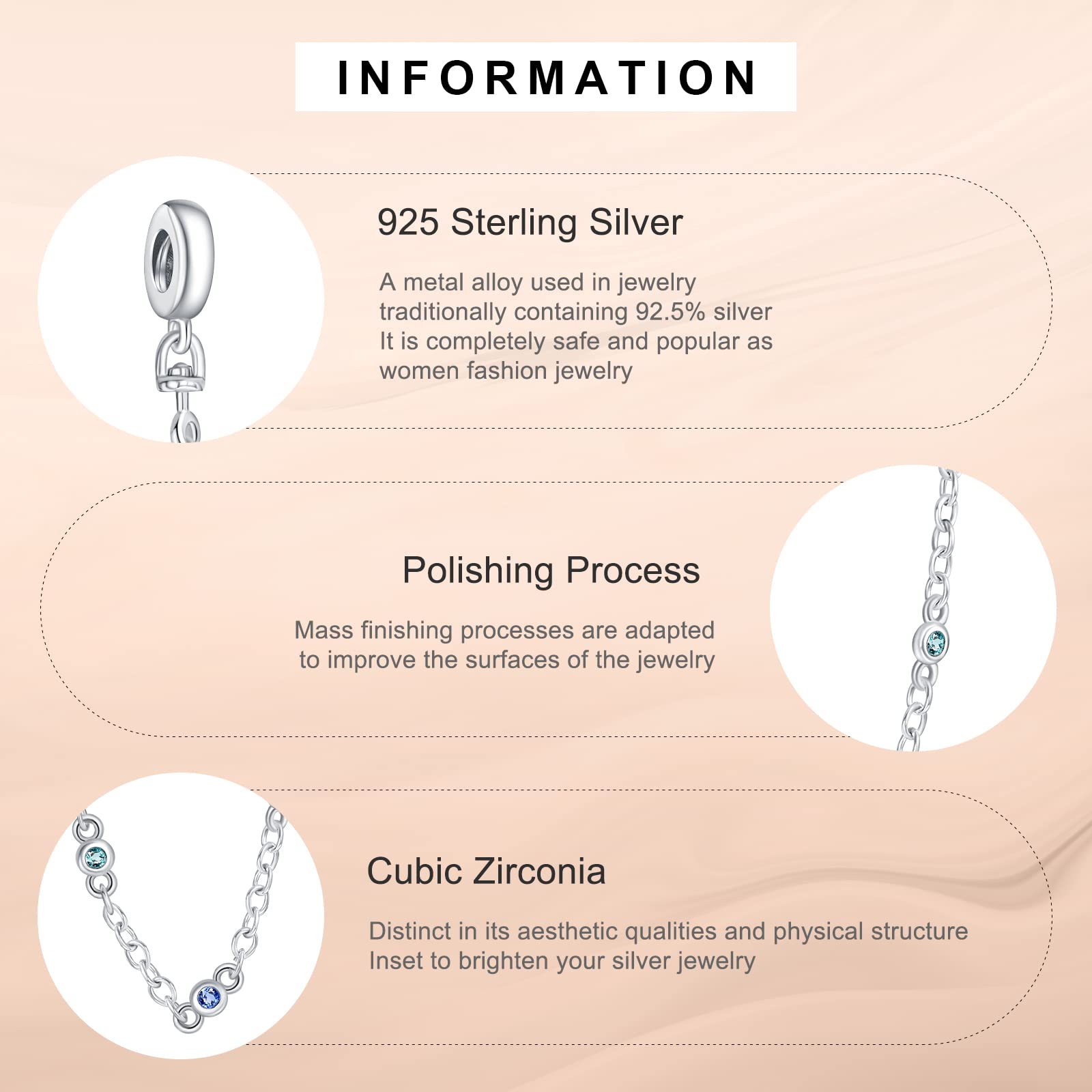 Annmors 925 Sterling Silver Clips Distanziatore Catena di Sicurezza Ferma Ciondoli Ciondolo in Vetro di Murano per Donna Bracciale Collana Gioielli Regalo