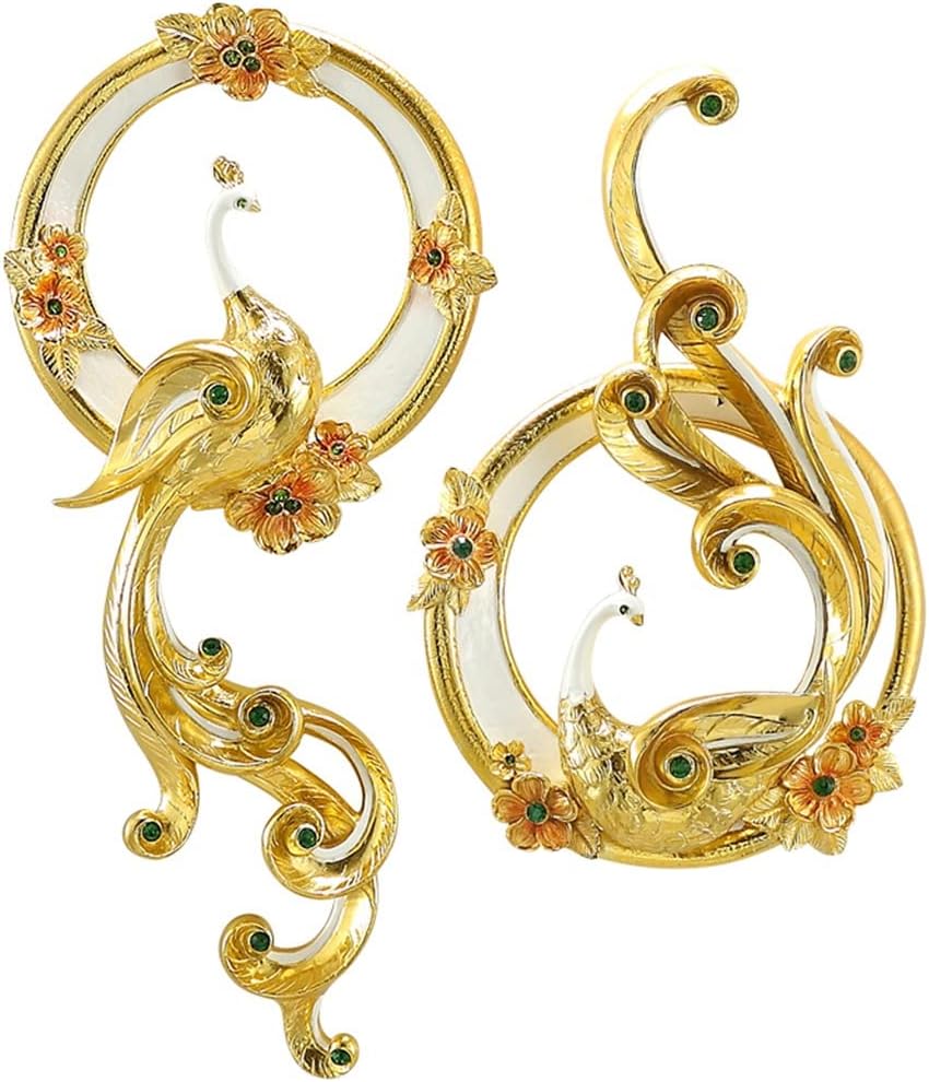 1 Pair of Golden Phoenix Wall Decoration Wall Decoration European Home Wall Three-Dimensional Wall Decoration(L)