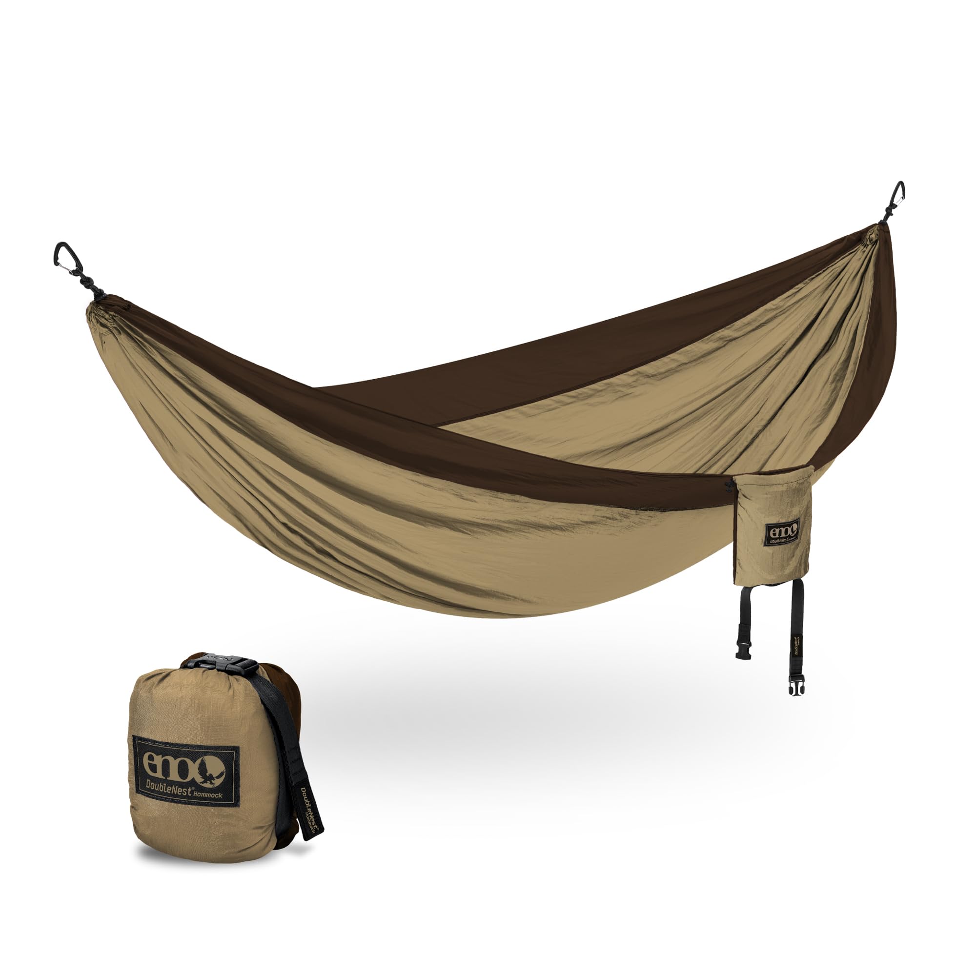 ENO, Eagles Nest Outfitters DoubleNest Lightweight Camping Hammock, 1 to 2 Person, Special Edition Colors, ATC Chocolate | Latte