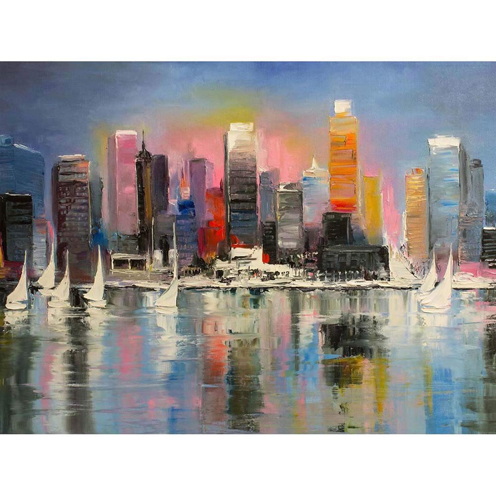 Wee Blue Coo City Harbour Urban Painting Art Print Poster Wall Decor 12X16 Inch