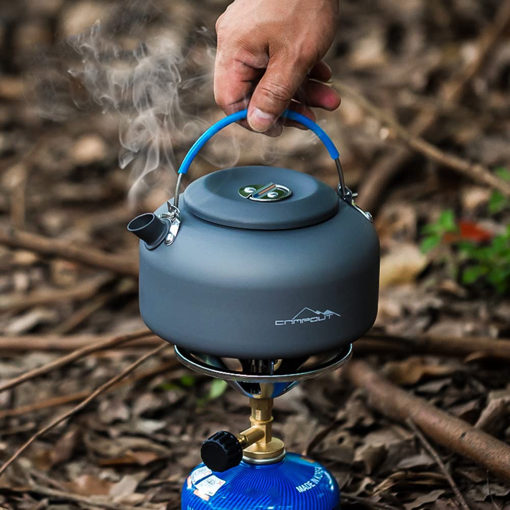 Sanfoelek Bouilloire de camping en aluminium 1,4 L compacte et légère pour camping, randonnée, randonnée