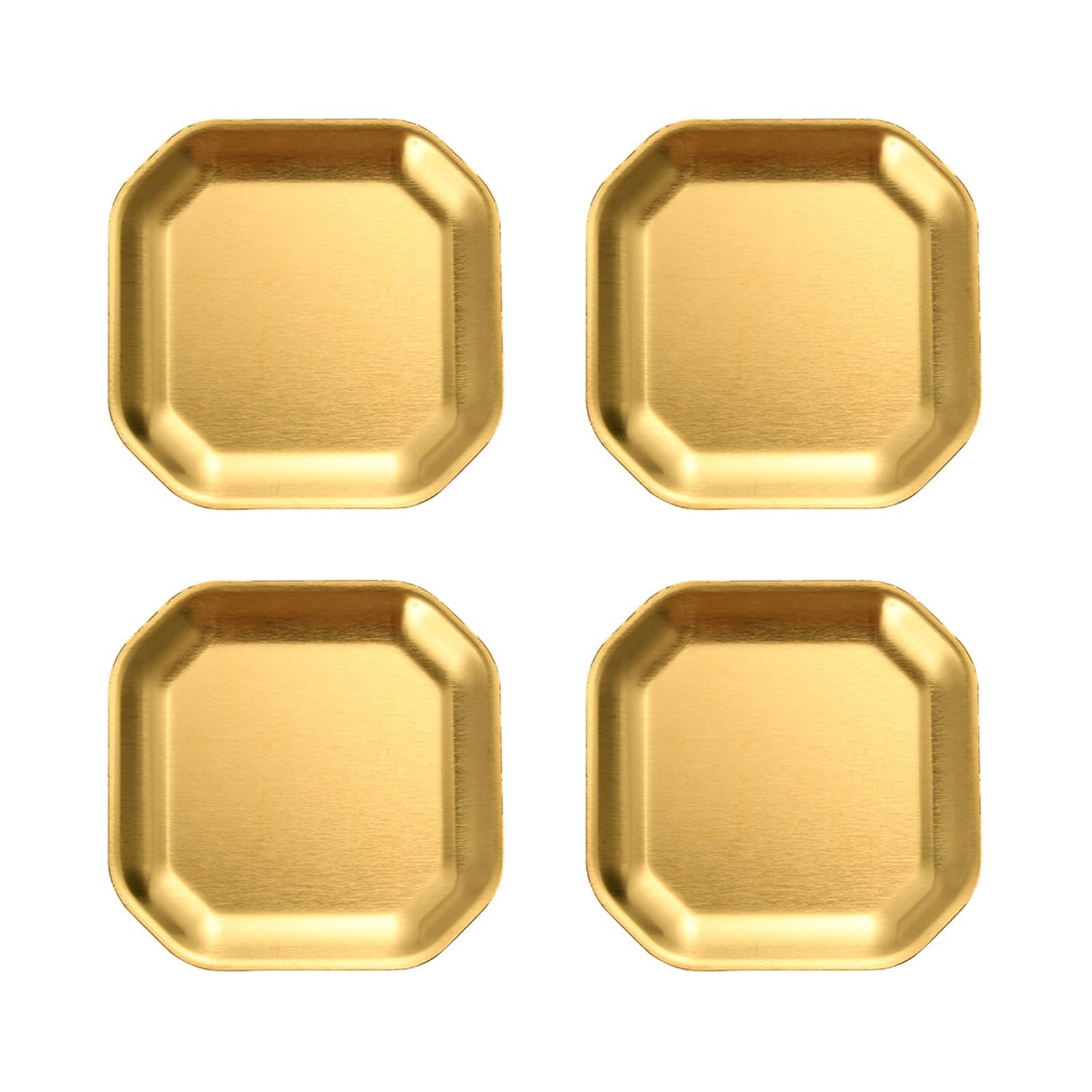 XUZHID Dinner Plates?Pack of 4 Gold/Silver Stainless Steel Plates for Dinner and Camping Use Portable Dishes for Home and Outdoor Meals