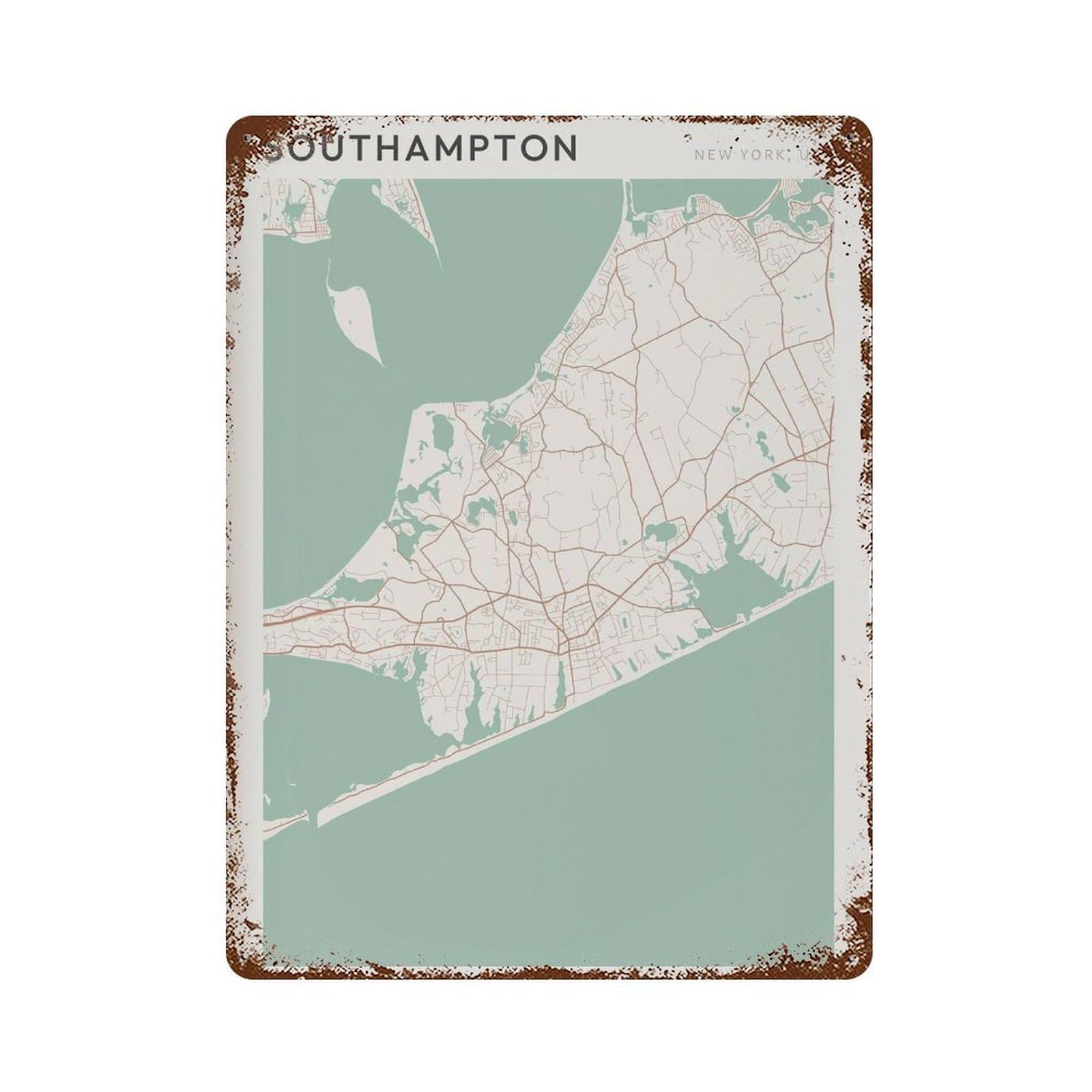 xiaoxiaoshen Southampton Map New York Travel Gift Scandi Wall Decor Art Metal Tin Poster Modern Home Decor Art Home Bar Shop Decorations Vintage Sign 40x30cm