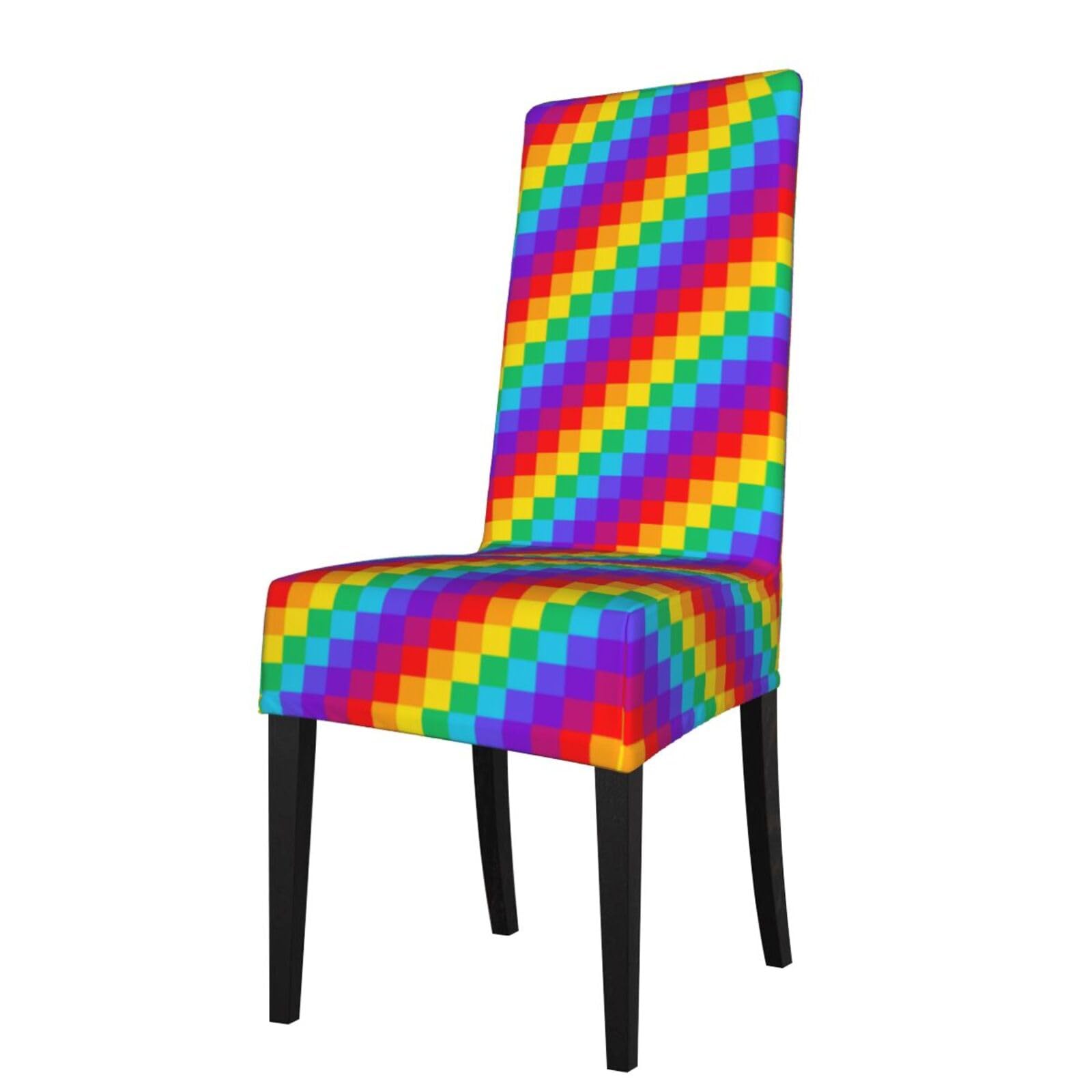 LKYMOH Rainbow Plaid Pattern, Chair Covers Stretch Chair Slipcovers for Dining Room, for Party Pet Protection Universal Fit Soft Polyester