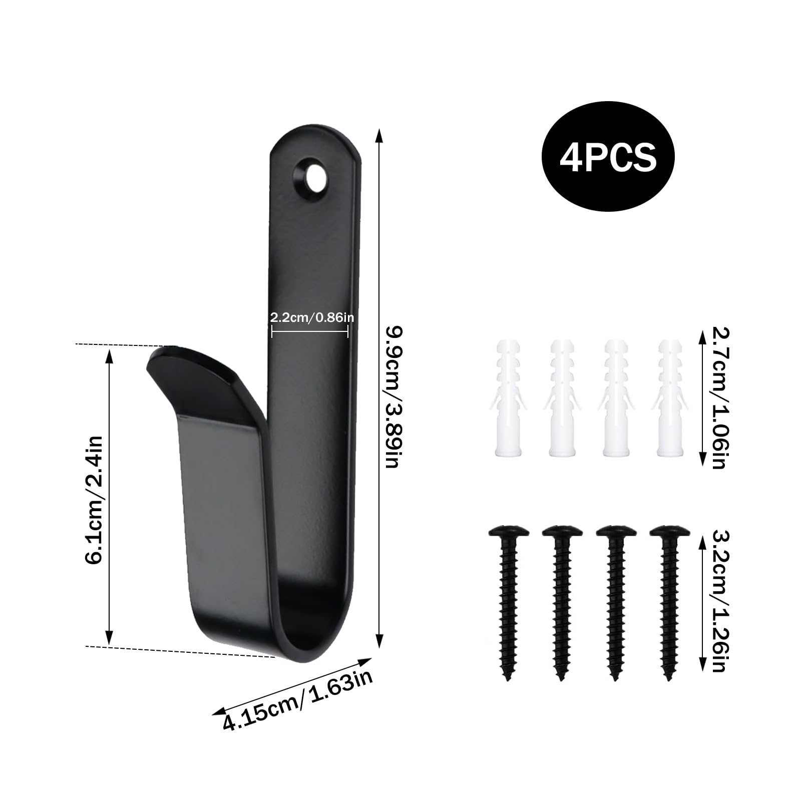 4 Pezzi Supporto da Parete per Snowboard, Appendiabiti per Snowboard Wall Mount, Espositore per Snowboard in Acciaio Laminato a Freddo, Porta Snowboard da Parete per Sci, Longboard, Wakeboard (Nero)