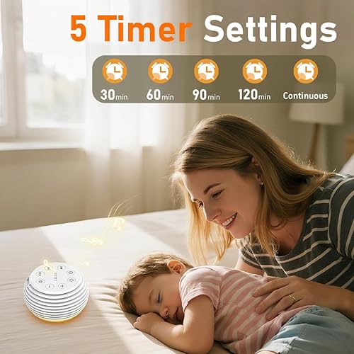 Miniatura 4 de SleeZOO Máquina de sonido portátil, máquina de ruido blanco, máquina de dormir con 30 sonidos relajantes, 12 luces, 5 temporizadores, 32 niveles de