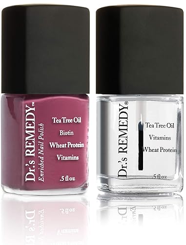 Drs Remedy Esmalte de uñas enriquecido brave Berry con capa base juego de 05 onzas líquidas cada uno