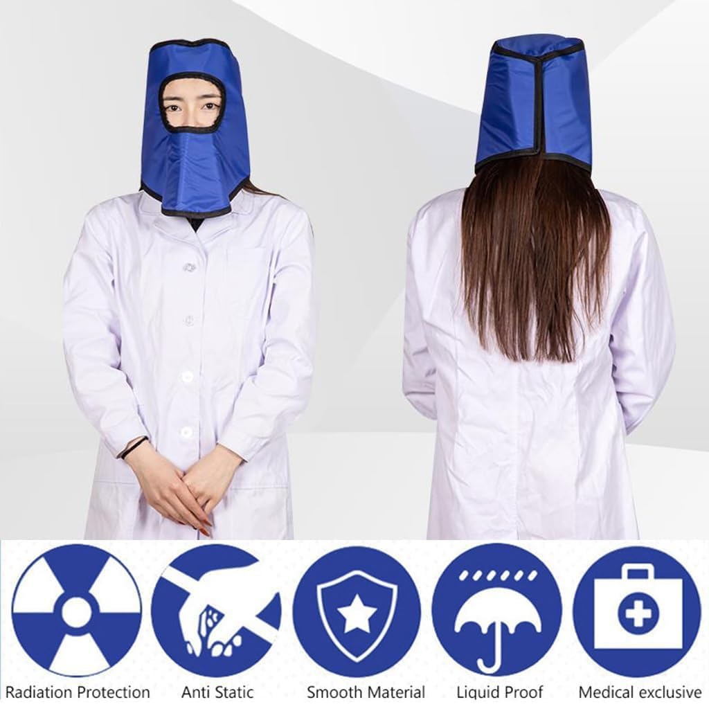 0.35 Mmpb/0.5 Mmpb X-ray Lead Apron Lead Cap, X-ray Shield Full Head and Thyroid Radiological Protection One-piece Lead Hat, for Dental, Veterinary Clinics, Operating Rooms,0.5mmpb