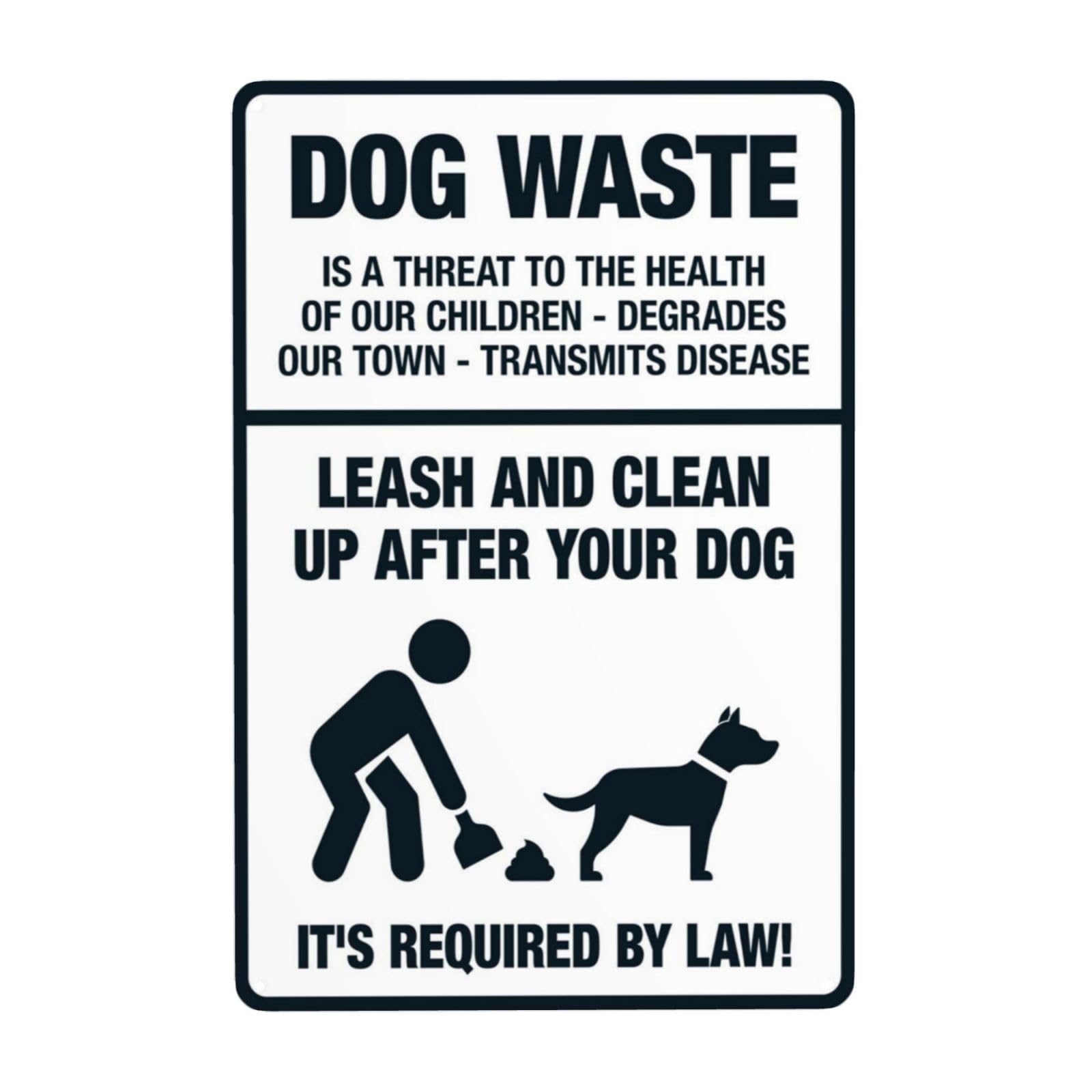 Dog Waste Harms Kids Health, Leash And Clean Up Rule Vintage Metal Sign 12x8 Inch