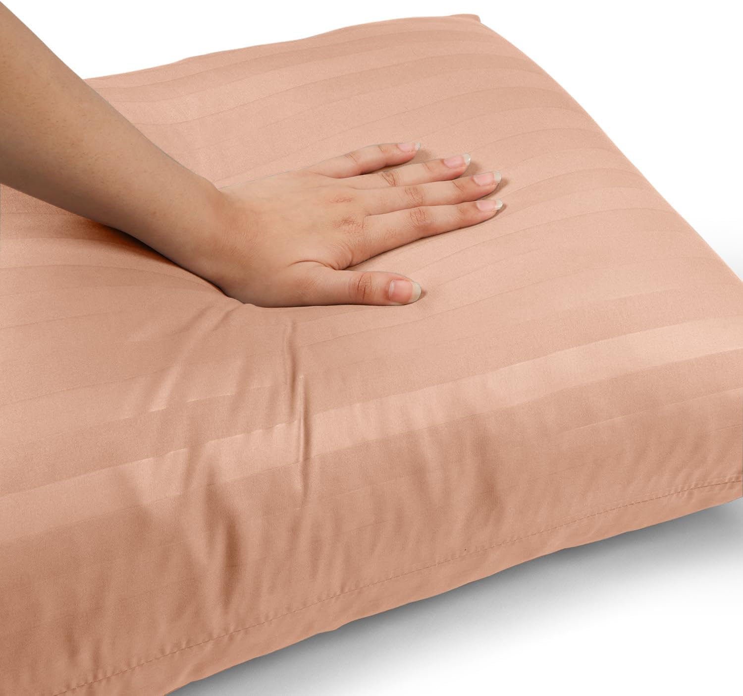 Moonlight Bedding Pillow Cases 2 Pack, Peach Stripe 50x75cm Luxury Pillowcase Brushed Microfiber Hotel Quality Pillow Cover - Image 4