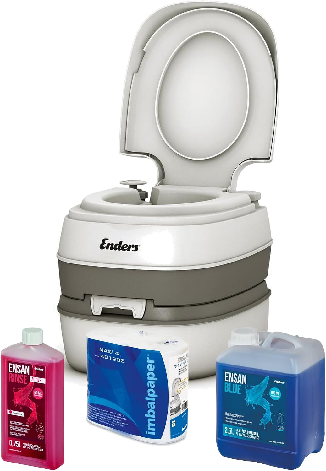 Enders © WC Chimique Portable - Kit de démarrage Comfort Blue 2,5 L | Produit additif et Papier Toilette Chimique | Camping Car Accessoires | Pot de Chambre Adulte et Enfant