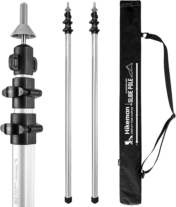HIKEMAN Tarp Poles-Heavy Duty Aluminum Telescoping Tent Poles - Adjustable Set of 2 for Canopy, Awning and Hiking
