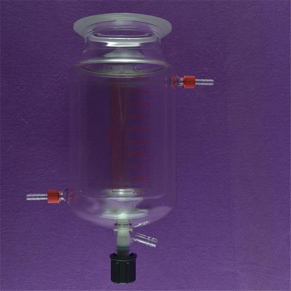 Cristalería de Laboratorio Matraz de reacción de laboratorio de tres cuellos con válvula de PTFE(2000ml)