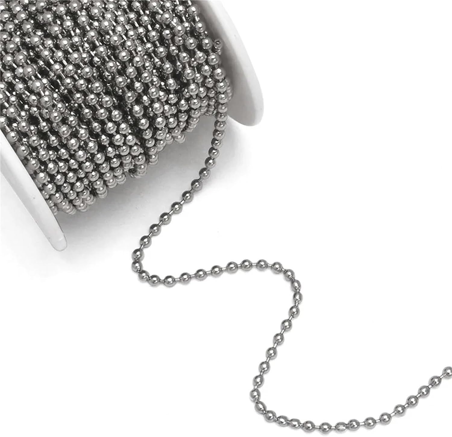 Ball chain, 20M Stainless Steel Bead Chain 1.5mm 2.0mm .4mm 3 for Jewelry Making(Dia 2.5mm)