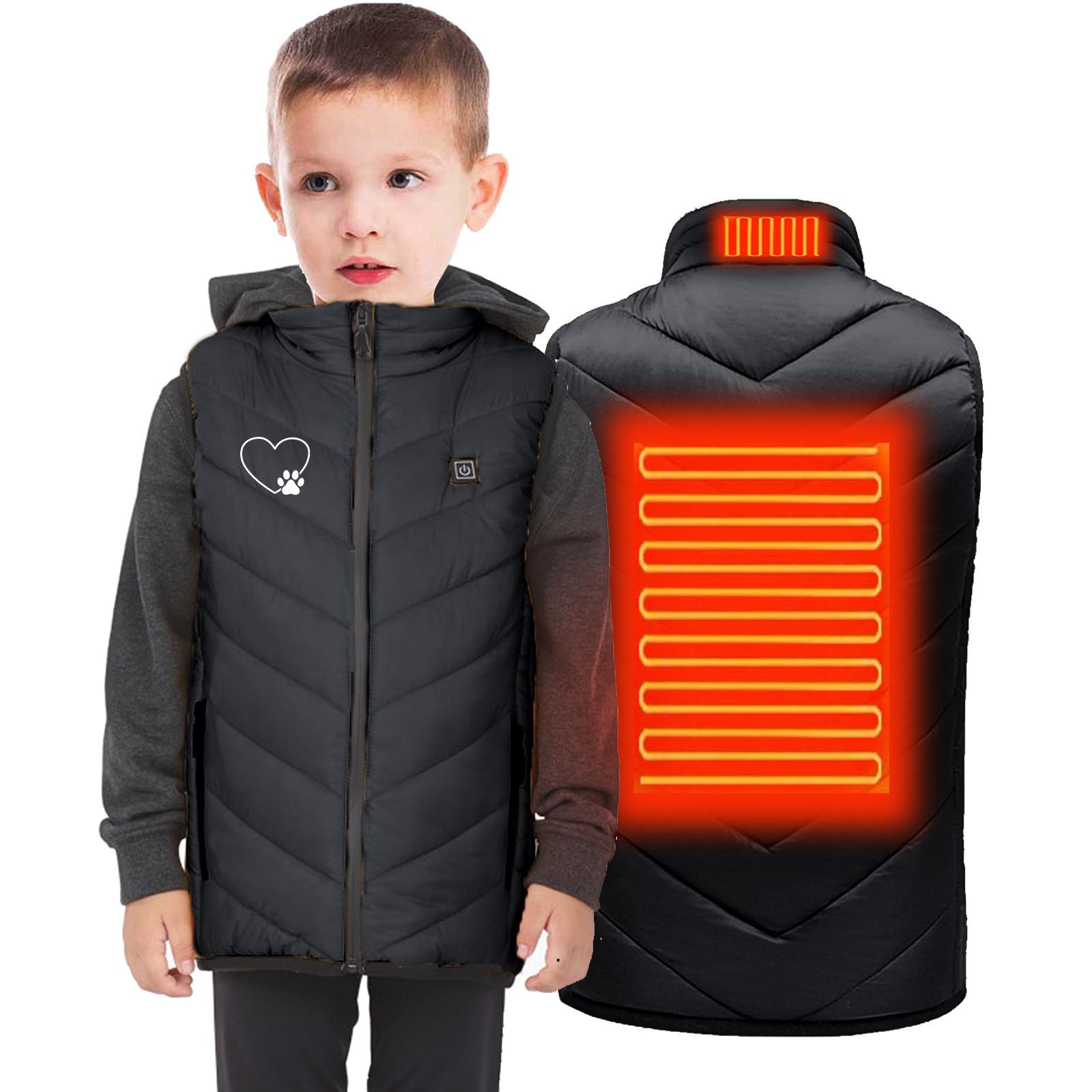 YAOJIWANG Niños Chaqueta Calefactable Chaleco cálido Recargable Chaleco Térmico Chaqueta de Plumas Chaleco Calefactor eléctrico eléctrico Carga USB con Termostato Ropa calefactable para Esquiar 2024