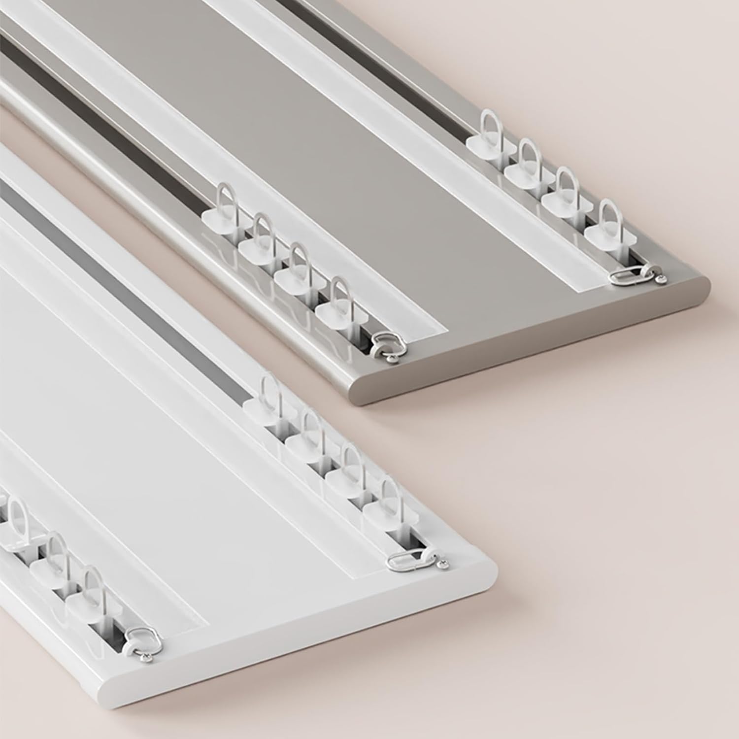 カーテン トラック頑丈なカーテン結合ダブル トラック レール天井取り付けリビング ルーム ベッドルーム ルーム ディバイダー(Whi