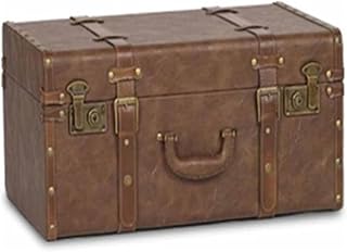 Vintage Suitcase, retro suitcase, vintage luggage, Leather Luggage Retro Storage Box Republic of China Props for Shooting Props Decorative Ornaments, Brown(60x40x25cm)