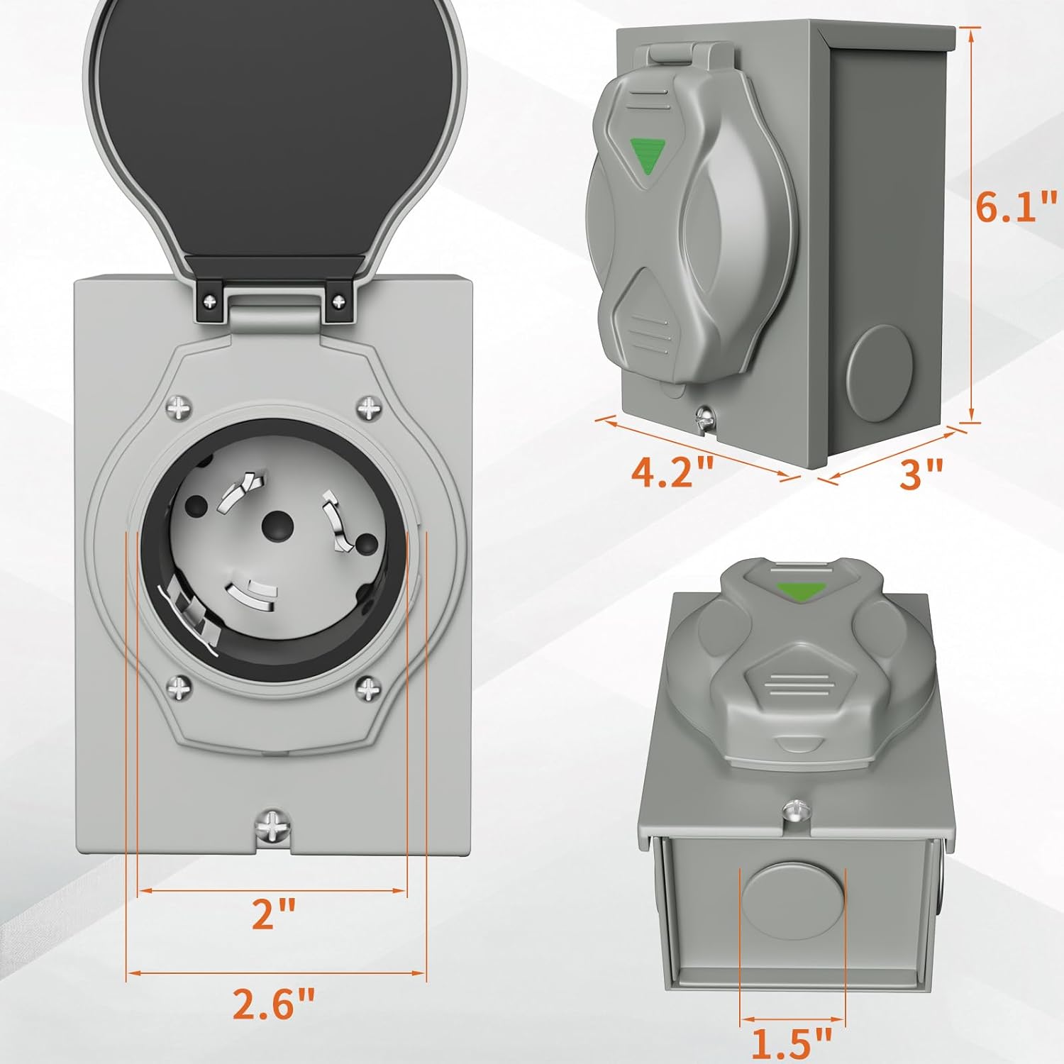 50 Amp Generator Cord and Power Inlet Box 15FT 50 Amp 125V/250V STW 6/3+8/1 AWG Pure Copper Generator Extension Cord,NEMA 14-50P Male to SS2-50R Twist Locking Connector ETL Listed