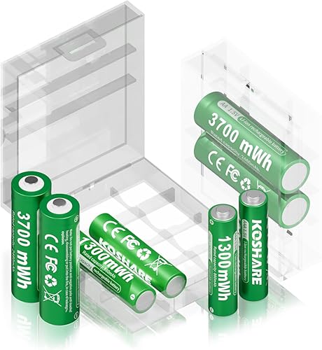 Baterías recargables de litio con 2 cajas de plástico, 8 unidades de 1.5 V, 3700 mWh AA y 1300 mWh AAA, baterías de iones de litio AA AAA de larga