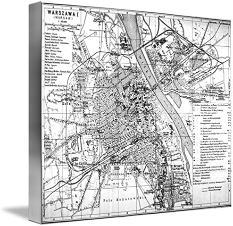 Amazon ヴィンテージマップ壁アートプリントのワルシャワポーランド 1914 Bw By Alleycatshirts Zazzle 43 X 36 5 Can アートフレーム ポスター オンライン通販