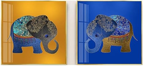 Amazon Co Jp レトロなアジア動物インドの幸運な象のポスターとプリントリビングルームの家の装飾の壁の写真50x50cmx2フレームなしのカラフルなキャンバス絵画アート 家電 カメラ