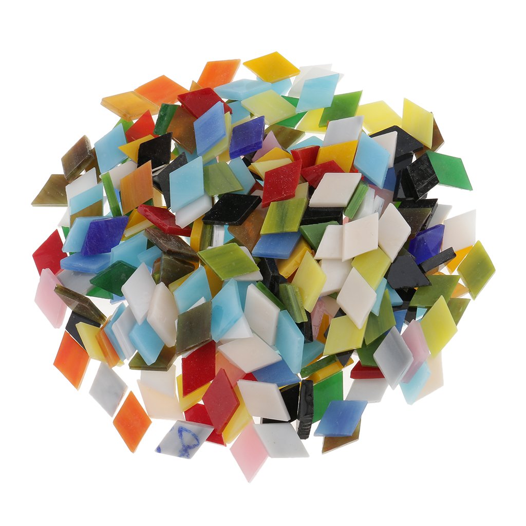 Neaxgeandx Rhombus 300 Pieces Assorted Color Glass Mosaic Tiles For Diy Crafts 12Mm