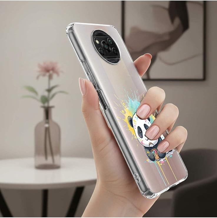 iPhone 15 Pro Max ile Uyumlu Splash Panda Tasarımlı Şeffaf Silikon Kılıf