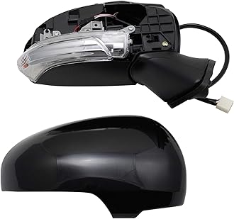 TRQ Right Mirror with Heat with Housing Turn Signal Passenger Side Compatible with 2015 Toyota Prius TO1321344 TO1327111