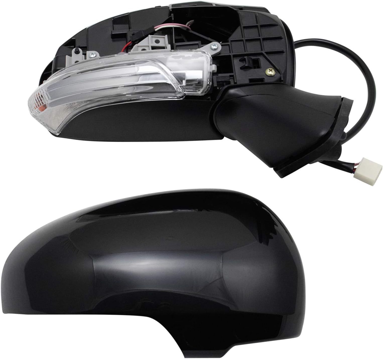 TRQ Right Mirror with Heat with Housing Turn Signal Passenger Side Compatible with 2015 Toyota Prius TO1321344 TO1327111