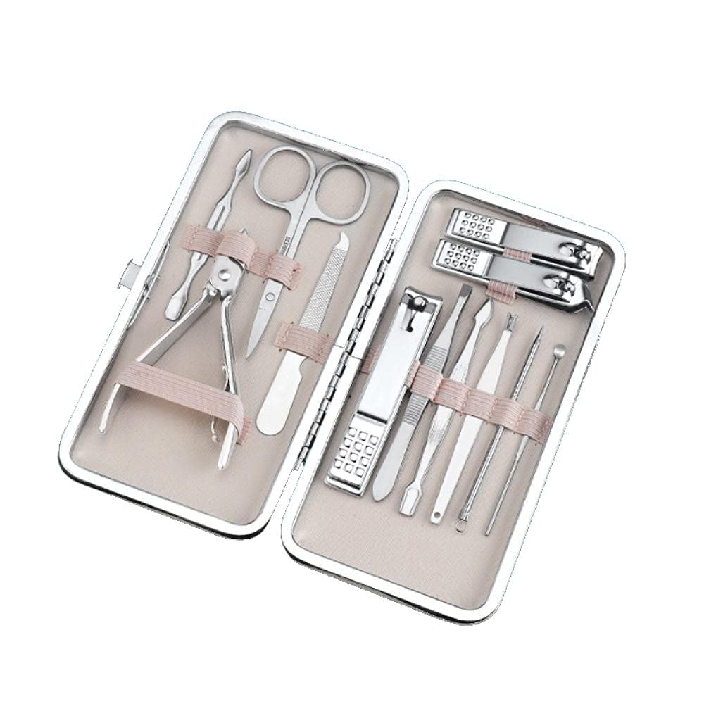 Professionelles Nagelknipser-Set 7-18-teilig, scharfer Nagelschneider aus Edelstahl, Pediküre- und Maniküre-Set mit Cortex-Metallgehäuse für Männer und Frauen, Silber, 10-teiliges Set (Silber 12)
