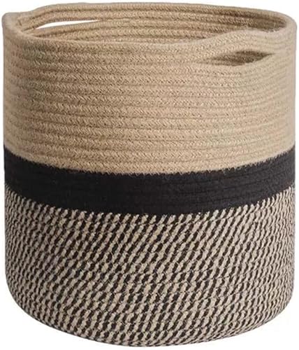 Miniatura 8 de YDQUANI Cesta de cuerda de algodón tejida para macetas de interior, cesta de almacenamiento plegable de yute de 8 x 8 pulgadas, decoración moderna,