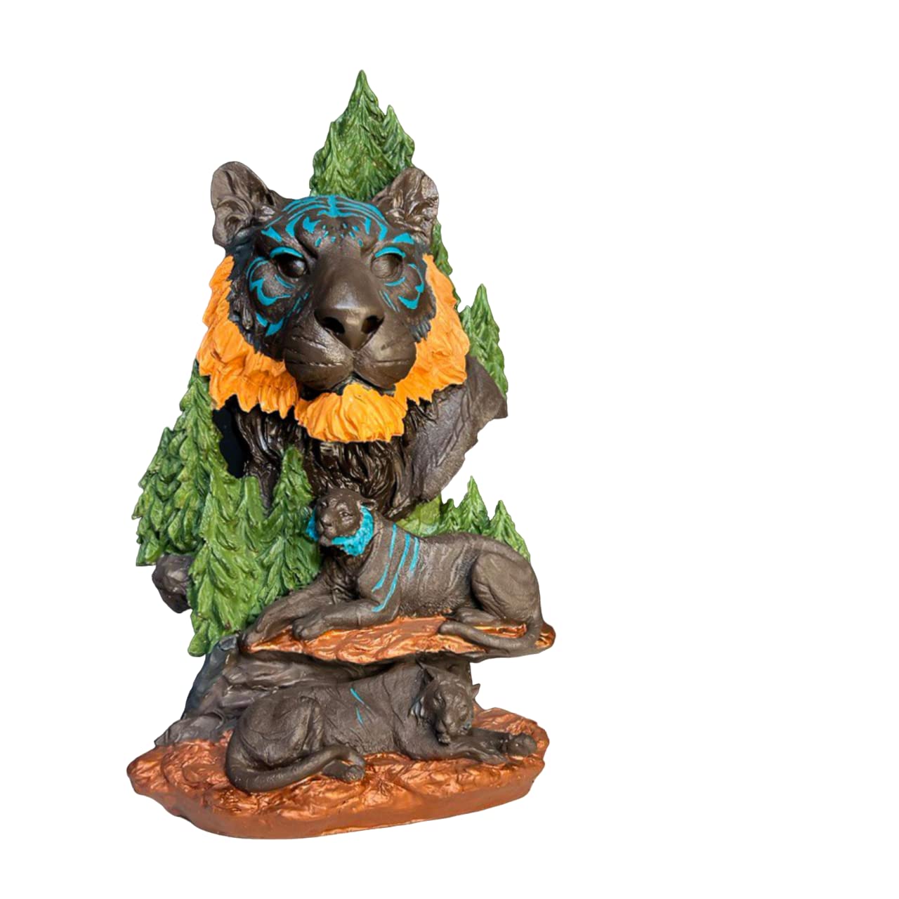Estatua de tigre Mukemel Designs KES0050 hecha a mano en blanco roto de 16.5 pulgadas
