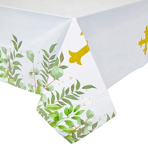 Miniatura 6 de 170 piezas de decoración para fiestas religiosas, juego de vajilla con platos de bautismo, servilletas, vasos, cubiertos, mantel y pancarta (sirve