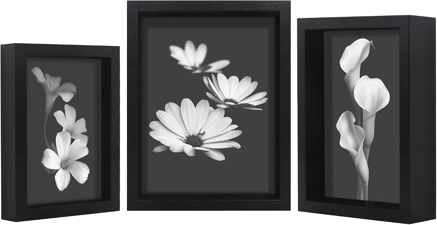 Americanflat Set of 3 Picture Frames - Includes 4x6, 5x7, 6x8 Frames - Black Picture Frames with Deep Molding and Shatter-Resistant Glass for Tabletop or Wall Display