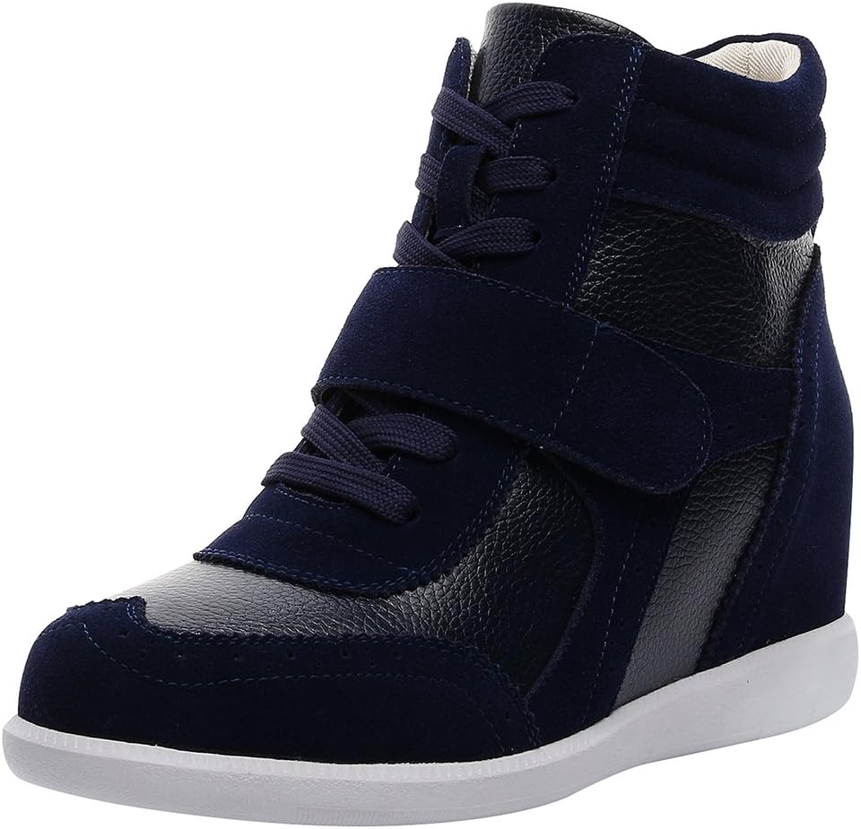 Women's Hidden Wedge Heel Elegant Hook Loop Comfortable Suede Fabric Trainers Shoes