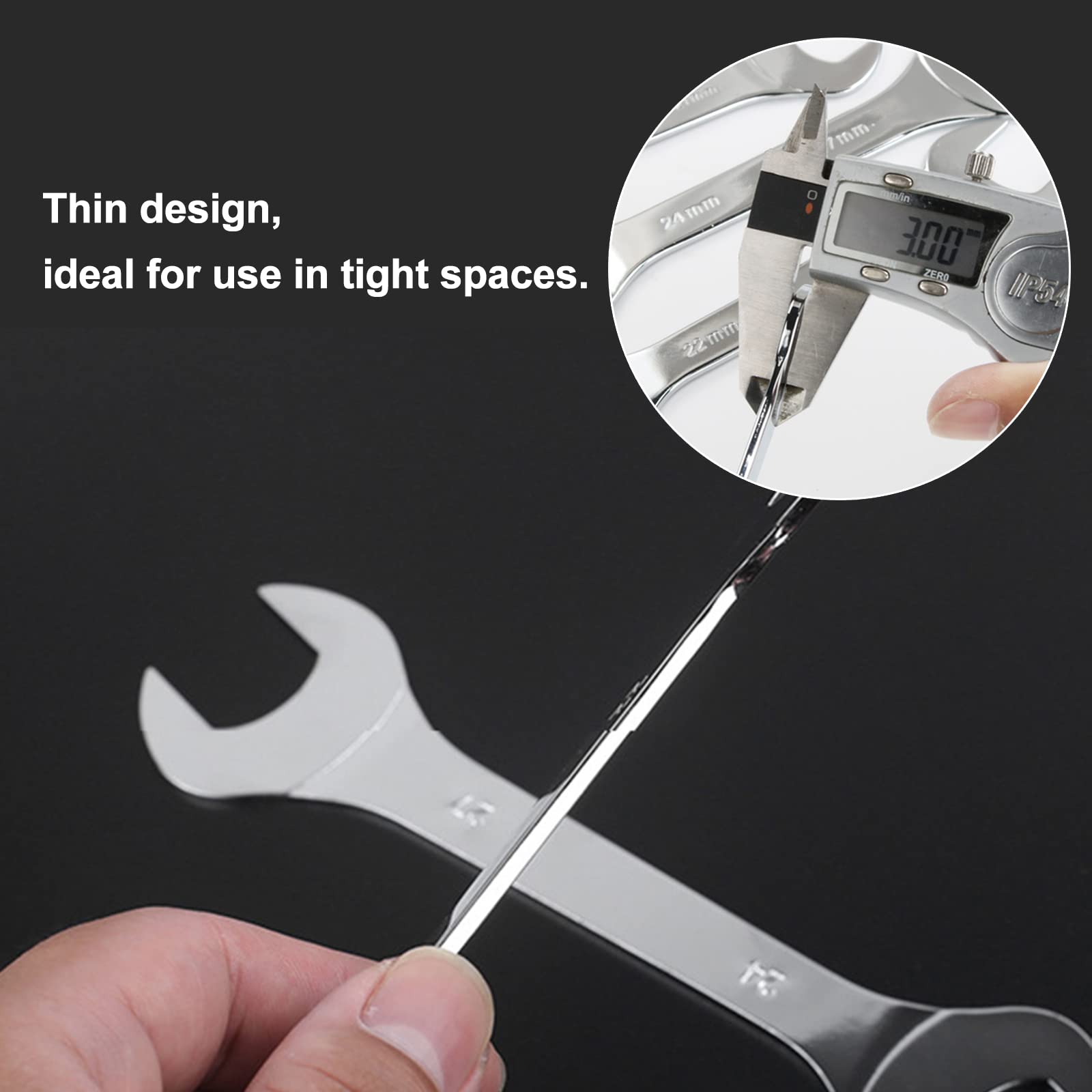 Super Thin Spanner, 22mm x 24mm Double Open End Spanner, Carbon Steel, Metric Wrench Repairing Tool for Bicycle - Image 2
