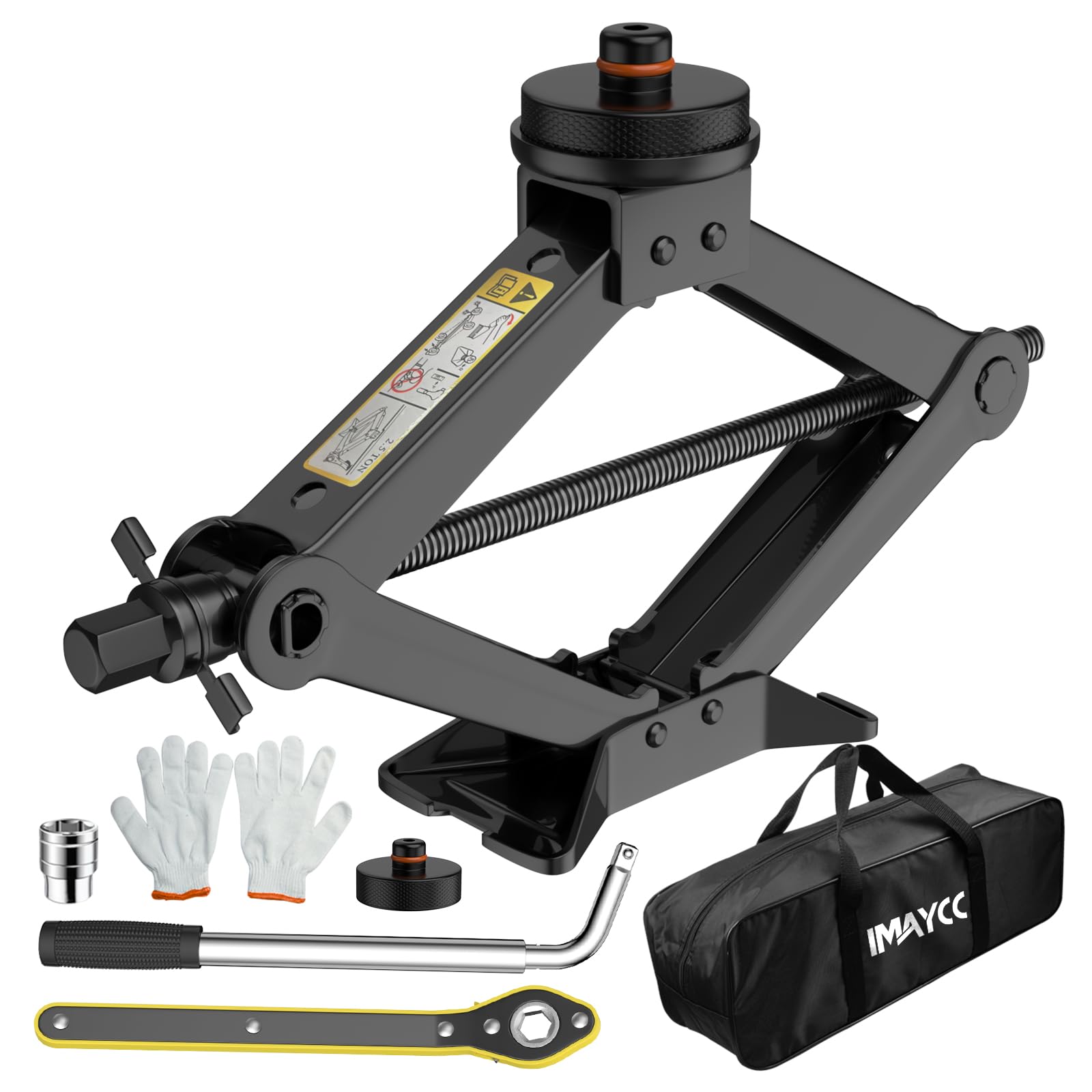 IMAYCC Gato de Tijera para Tesla Model 3/Y/S/X 2.5T Gato de Coche con Almohadilla de Elevación Tesla Jack Pads, Manivela Y Llave Telescópica para Tuercas de Rueda Accesorios para Vehículos Tesla