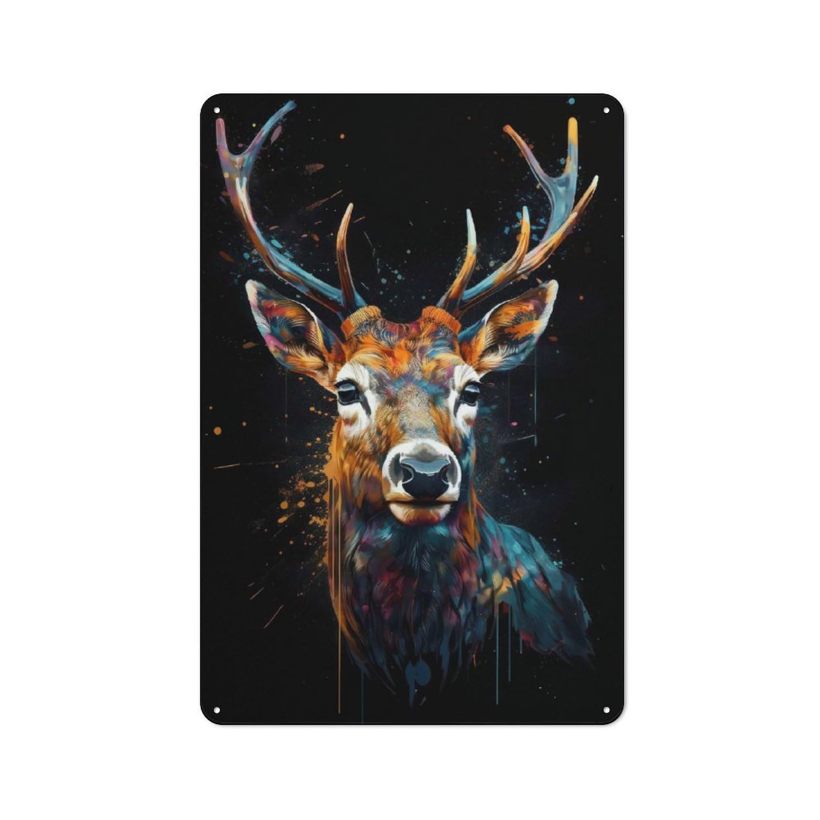 Deer Watercolor Rustic Metal Sign 30x20cm, Country Vintage Country Wall Plaque for Cottage, Kitchen, Hallway Or Breakfast Nook
